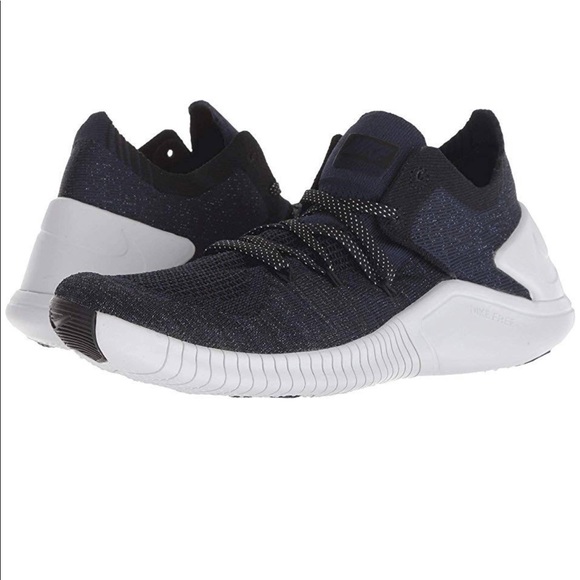 nike training free tr flyknit sneakers in gray and blue